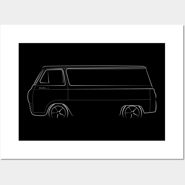 Ford Econoline Van - profile stencil, white Wall Art by mal_photography